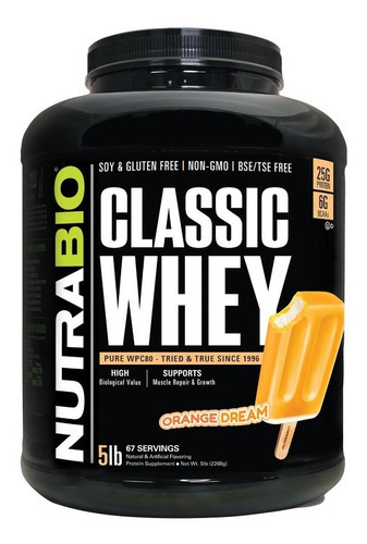 Classic Whey 100% Protein Pure - Nutrabio- 5 Lbs Sabor Orange Dream