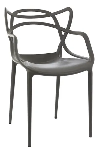 Silla De Comedor Allegra Moderna Apilable Color Grafito X4 Garden Life