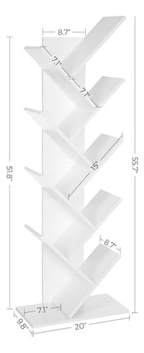 Vasagle Tree Bookshelf, Estantería De Esquina De 8 Niveles Q