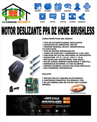 Kit Motor Porton Electrico Ppa Dz Home Brushless 400kg