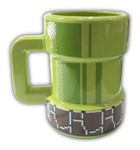 Taza Tazón Tubo Super Mario Bros Luigi Cerámica Con Asa 