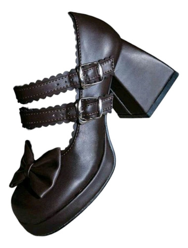 Zapatos Plataformas Mujer Marron Mary Janes Kawaii Coquette