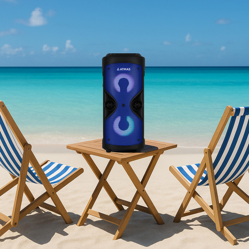 Caixa De Som Potente Bluetooth Portátil Com Alto Falante Potente Até 6 Horas De Bateria Caixa De Som Bluetooth Portátil Com Microfone Usb 10w Marca Atmas