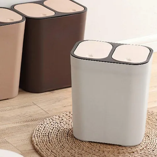 Cubo De Basura De Doble Compartimento Tapa Cubo De Reci...