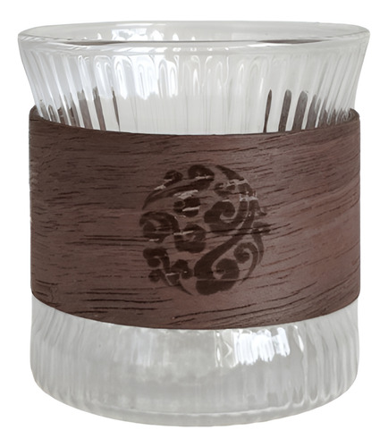 Jarro De Café De Vidrio Térmico Con Cobertor De Madera Rayado 120 Ml Gala