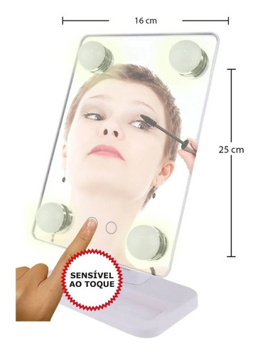 Imagem 2 de 6 de Espelho Para Maquiagem Branco C/ Led Vivitar Mr1405wht
