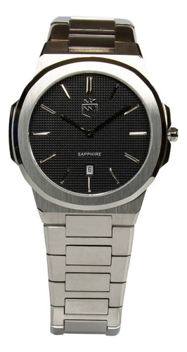 Reloj Sapphire Silver Black By Noblemen Correa Plateado Bisel Plateado Fondo Negro