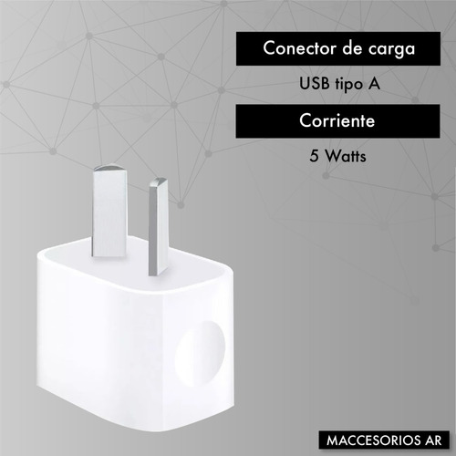 Imagen 5 de 10 de Cargador Usb + Cable Lightning Compatible iPhone