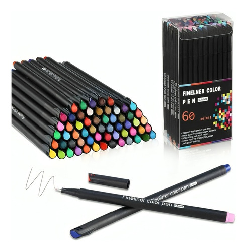 Lápices Fineliner 60 Colores Punta Fina 0,4mm Colores Pen. 