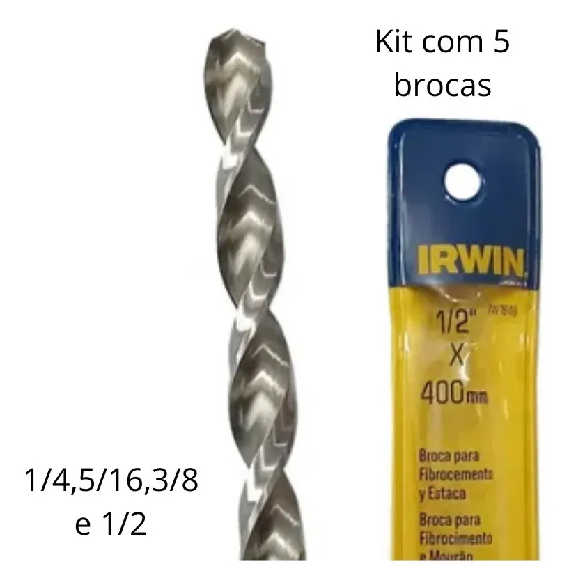 Kit Brocas Fibroc Mourão E Concreto 5 Peças Irwin