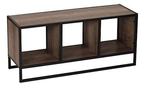 Mesa Auxiliar De Metal Y Madera Color Negro-marrón/3 Niveles