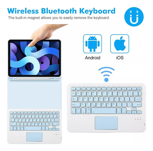 Para Galaxy Tab A8 10.5 Azul Capa Com Caneta Teclado Mouse