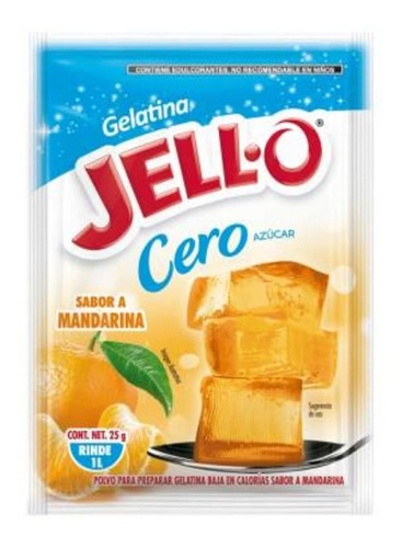 Polvo Para Preparar Gelatina Jello Sabor Mandarina Cero Azúc