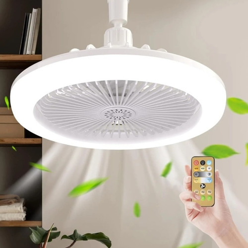 Ventilador De Techo Con Lampara Led Con Control 3 Colores 25 Cm Blanco Beige Plástico 3