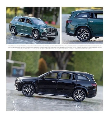 Miniatura De Metal 1:24 Mercedes Gls63 Amg Com Led E Som Cor Verde