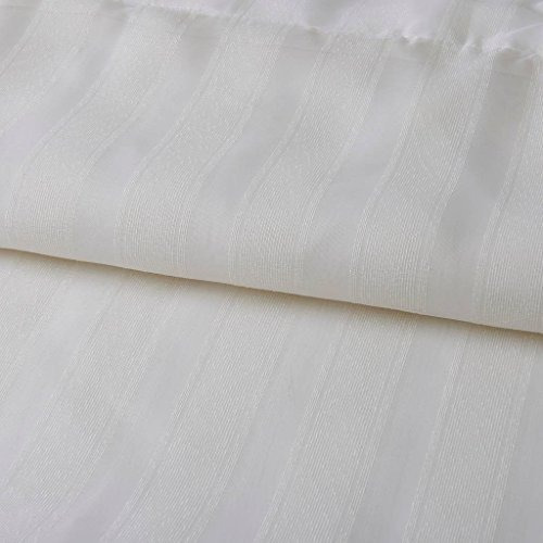 Rayas Sólido Blanco Cortinas Sheer Cortenas Doble Plis...