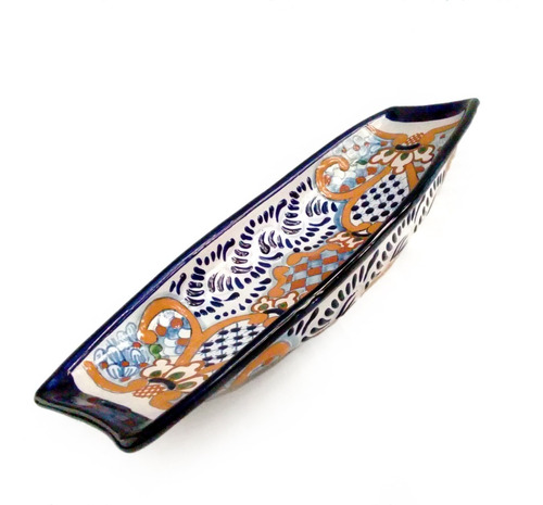 Frutero Canoa De Talavera Poblana Barroca Ajedrez 43 Cm #5