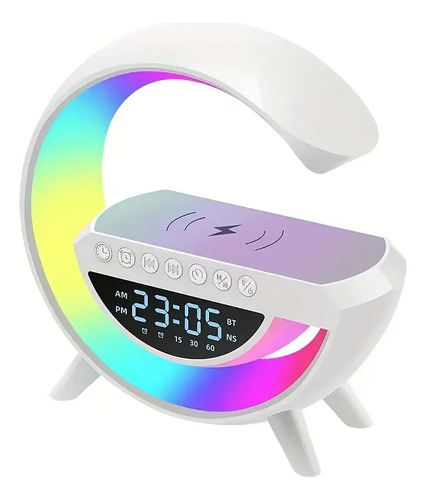 Altavoz Con Luz Led, Cargador Inalambrico Y Reloj