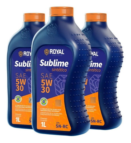 Kit Com 3 Óleo Royal Sublime 5w30 Sintético Sn-rc 1l