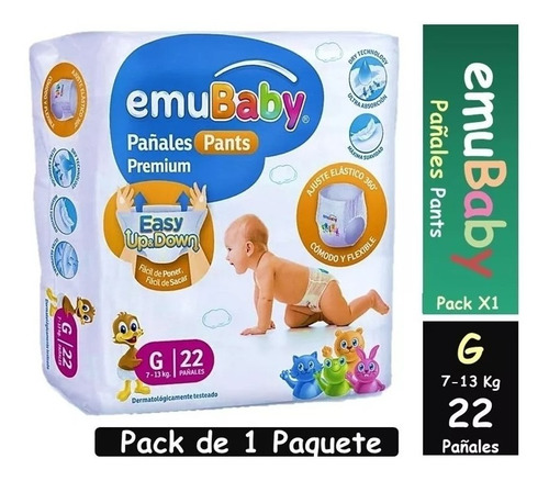 Paquete Pañales Emubaby Pants Premium Pull Up Talla G 22unid