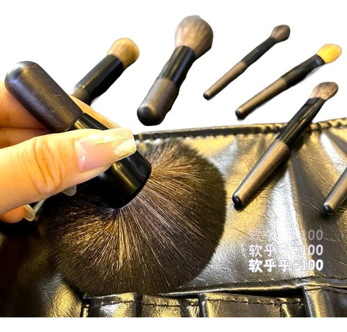Set Mini 7 Brochas Pinceles + Brochero Negro