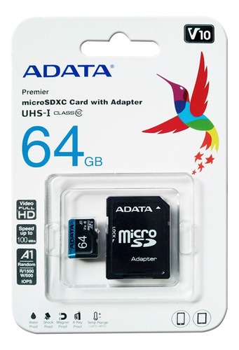 Memoria Micro Sd Adata 64gb Clase 10 Con Adaptador Bagc