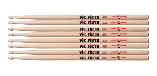 Vic Firth 5b 4 Pares De Baquetas 5b Punta De Madera Batería