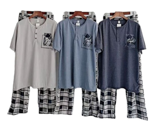 Pijama Hombre Manga Corta Y Pantalón Diseño Cuadrille