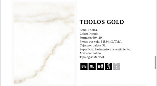 Arg Porcelanato Tholos Gold Brillante Pared/piso 60x1.20 