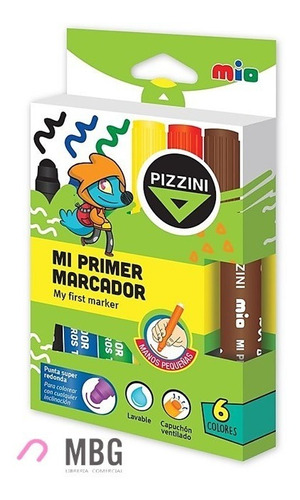 Marcadores Pizzini Mío Mi Primer Marcador X 06 Colores 