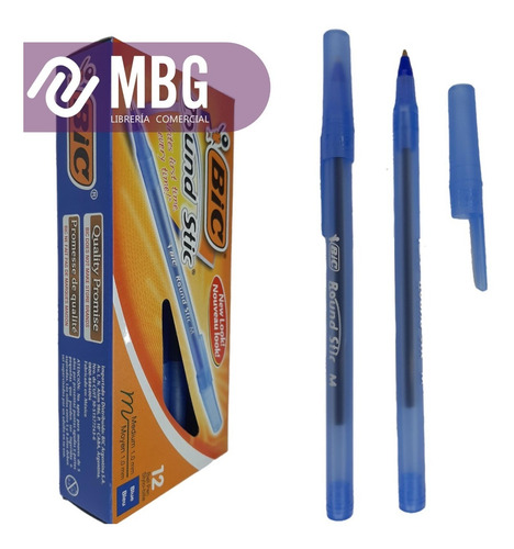 Imagen 3 de 7 de Lapicera Bolígrafo Bic Rondo Round Stic Azul Caja X12