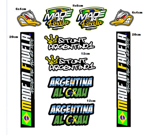 Kit Calco Vinilo Stunt Argentino1 Auto/moto/bici