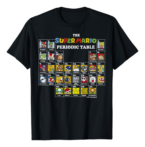 Camiseta Mario Periodic Table - Gamer Nostalgia Shirt
