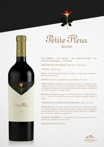 Imagen 2 de 10 de Vino Petite Fleur Blend Caja X 6 X 750ml. --