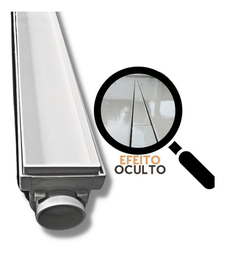 Ralo Banheiro Linear Oculto 6x50 Invisível Sifonado Piso Cor Branco