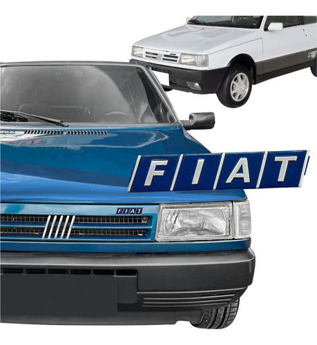 Emblema Grade Frontal Logo Fiat Azul Todos Linha Antiga