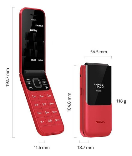 Nokia Flip Celular Com Tampa Tecla Grande Para Idoso Vermelho