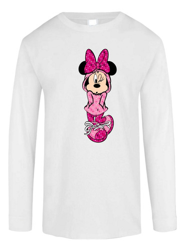 Playera Infantil Manga Larga Minnie Mouse Md2 Premium