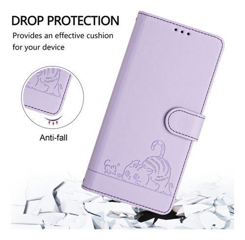 Funda For Teléfono Samsung Con Estampado En Relieve De Gato