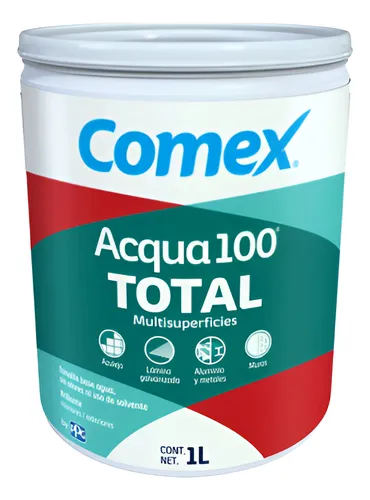 comprar Esmalte Base Agua Acqua 100 Total Multisuperficies 1l Comex Acabado Brillante Color Blanco