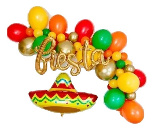 Buquet De Globos Decorativo Para Fiesta Mexicana - Sombrero