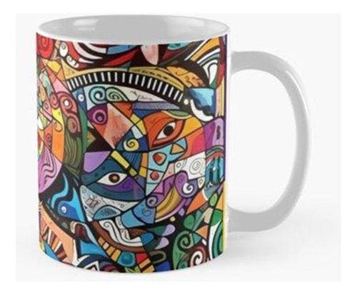 Taza Pintura Abstracta Con Muchos Colores Calidad Premium