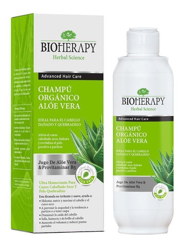 Shampoo De Aloe Vera Organico Para Cabellos Secos Bioherapy