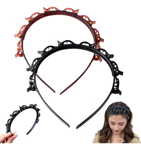 Cintas Plásticas Trenza Doble Con Clips, Para Pelo Rizado