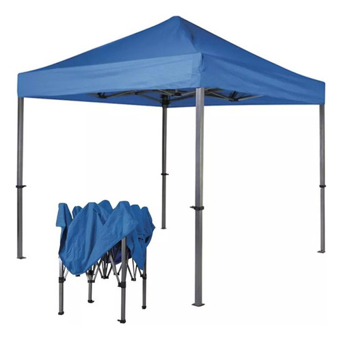 Toldo 2x2 M Plegable Impermeable Para Exterior 12kgs Color Azul