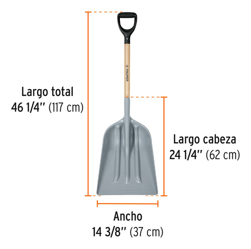 Pala Sanitaria Cabeza Plástica Puño 'y' Truper 17252 Gris