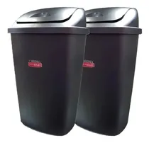 Comprar Set 2 Tachos De Basura Cestos Reciclaje 50lts. Tapa Vaivén