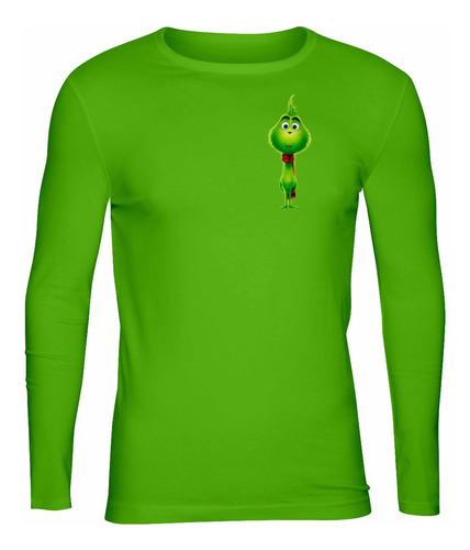 Playera Sublimada Manga Larga Navideña Grinch Pequeño Cute