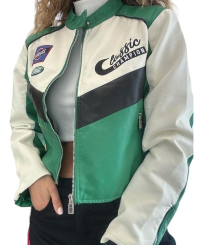 Campera Ecocuero Engomada Importada Moto Mami Moda Mujer