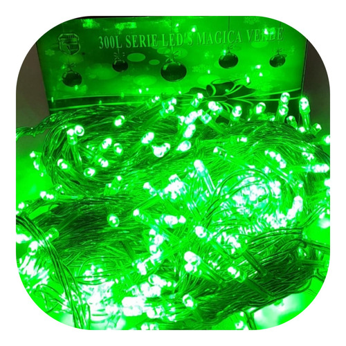 Serie Tira De Luces Led 300 Luces Verde Leds 15 Mts Iluminac